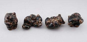 FIGURER, 4 st, stengods, Knud Kyhn, Royal Copenhagen.