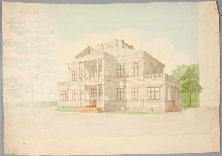 HARALD FALKMAN, ARKITEKTURRITNINGAR, ca 20 st samt, AKADEMITECKNINGAR, 4 ST, sign, dat tidigt 1900-tal.