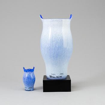 ULRICA HYDMAN-VALLIEN, two 'Open Minds' glass vases from Kosta Boda.
