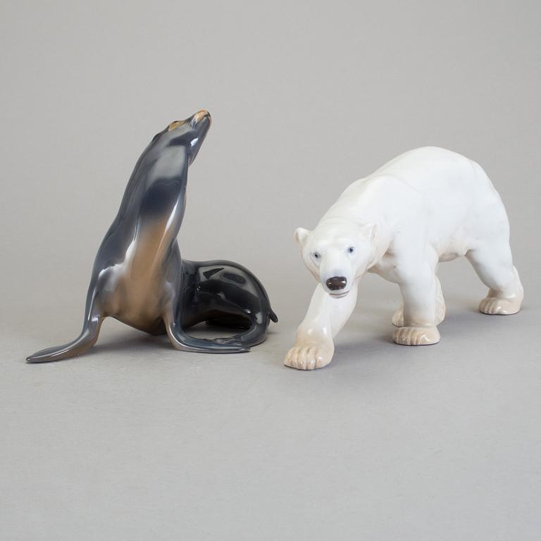 FIGURINER, 2 st, porslin. Bing & Gröndahl, Danmark, 1900-tal.