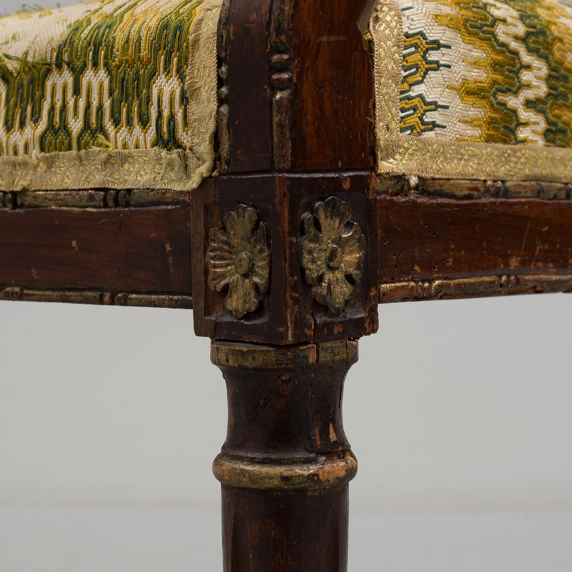 An armchair, probably Italian, 19th c, belonged to Queen Victoria, Solliden, the embroidery by King Gustav V.
