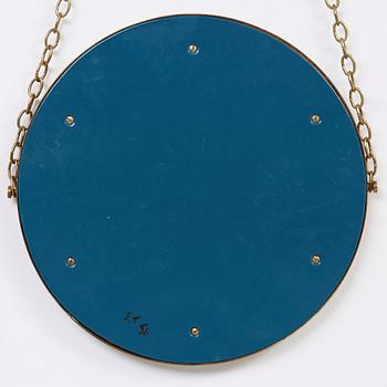 A mid 20th Century brass mirror, 1950-60's.