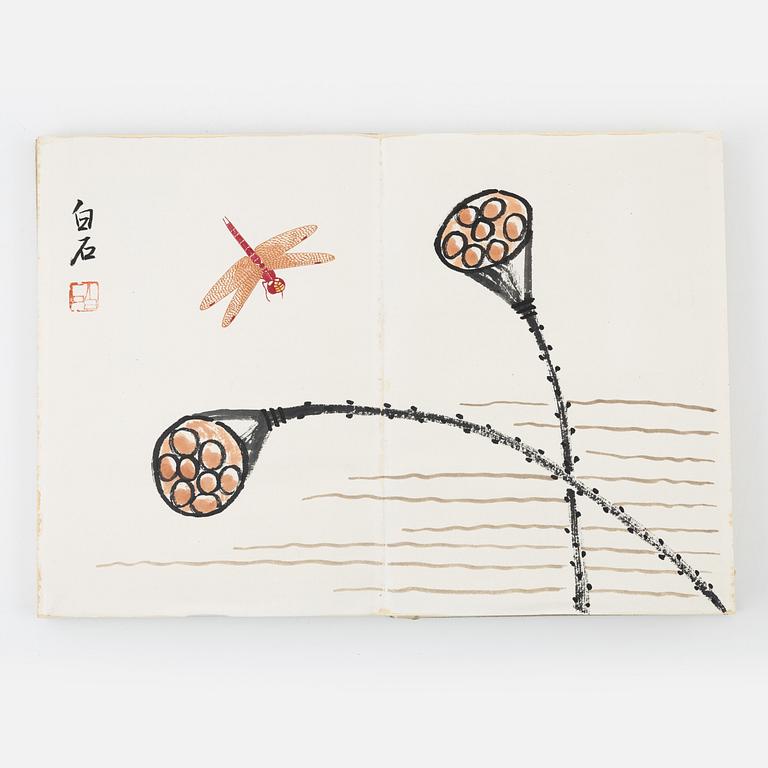 Book with 11 woodcuts, signed Qi Baishi, mid 20th century.