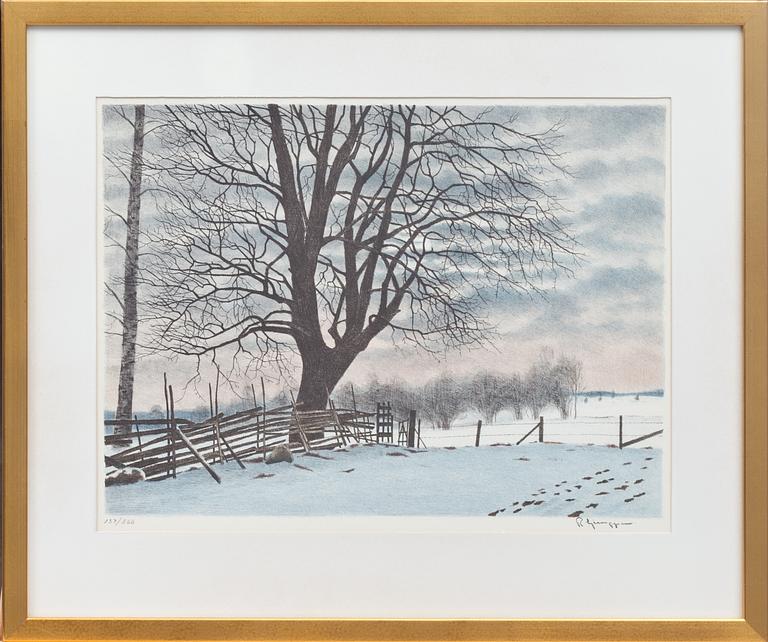 SVEN LJUNGBERG och REINHOLD LJUNGGREN, färglitografi och träsnitt, signerade och numrerade.