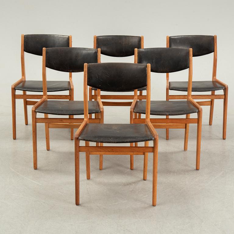 Knud Andersen, a set of six chairs for J.C.A Andersen, Aarhus, Denmark and a dinner table from Troeds, Bjärnum.