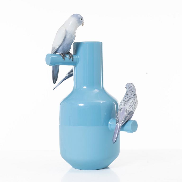 A 'Parrot Parade' vase, Lladro, Spain.