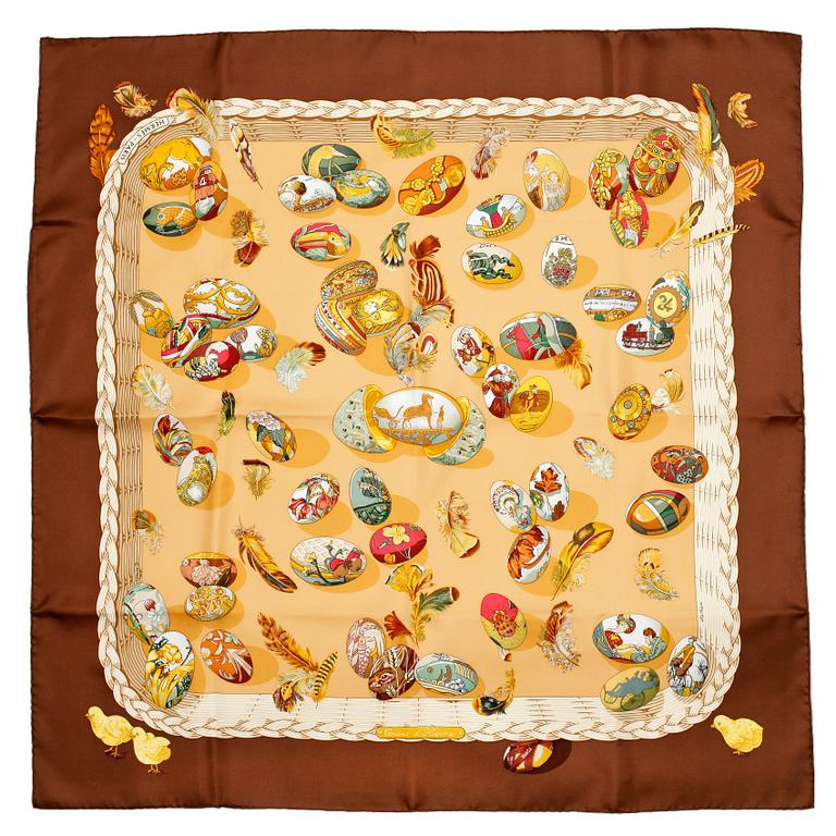 HERMÈS, a silk scarf, "Couvée d'Hermès".