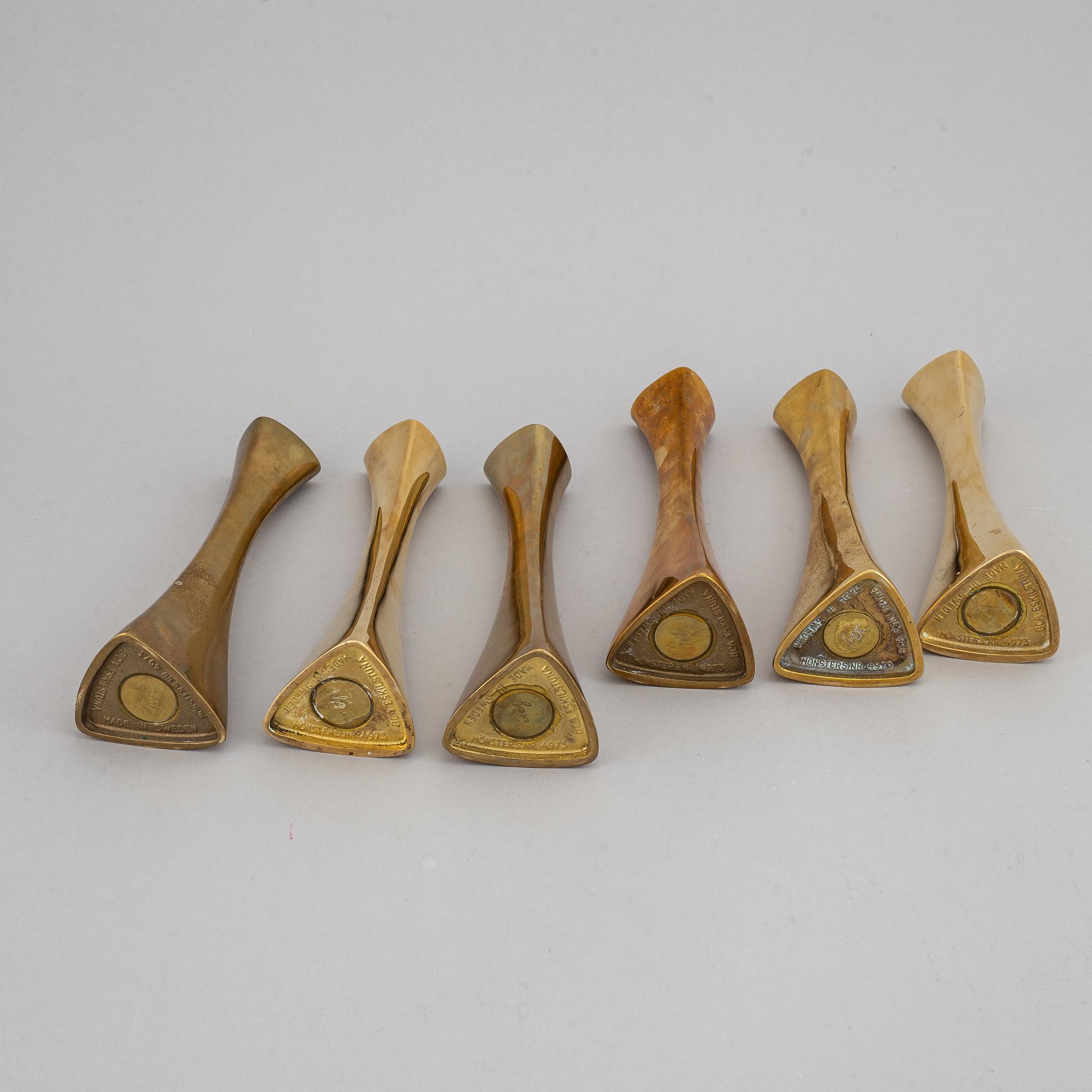 Karl Erik Ytterberg, ljusstakar 6 st, mässing, BCA Eskilstuna, 1960-tal.