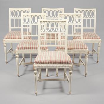 STOLAR, 6 st, gustavianska, varav två signerade Anders Nilsson, Lindome, 1800-talets första hälft.