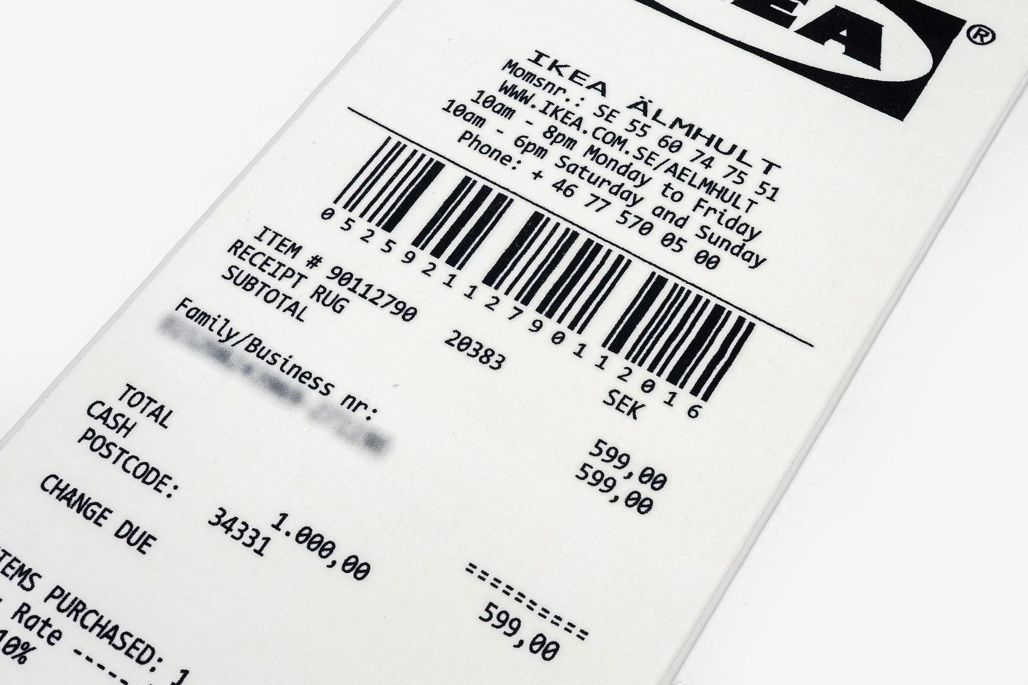 Virgil Abloh, matta "Kvitto", IKEA x Virgil Abloh, "MARKERAD" kollektion, ca 200 x 90 cm.