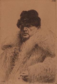 Anders Zorn, "Självporträtt i vargskinnspäls".