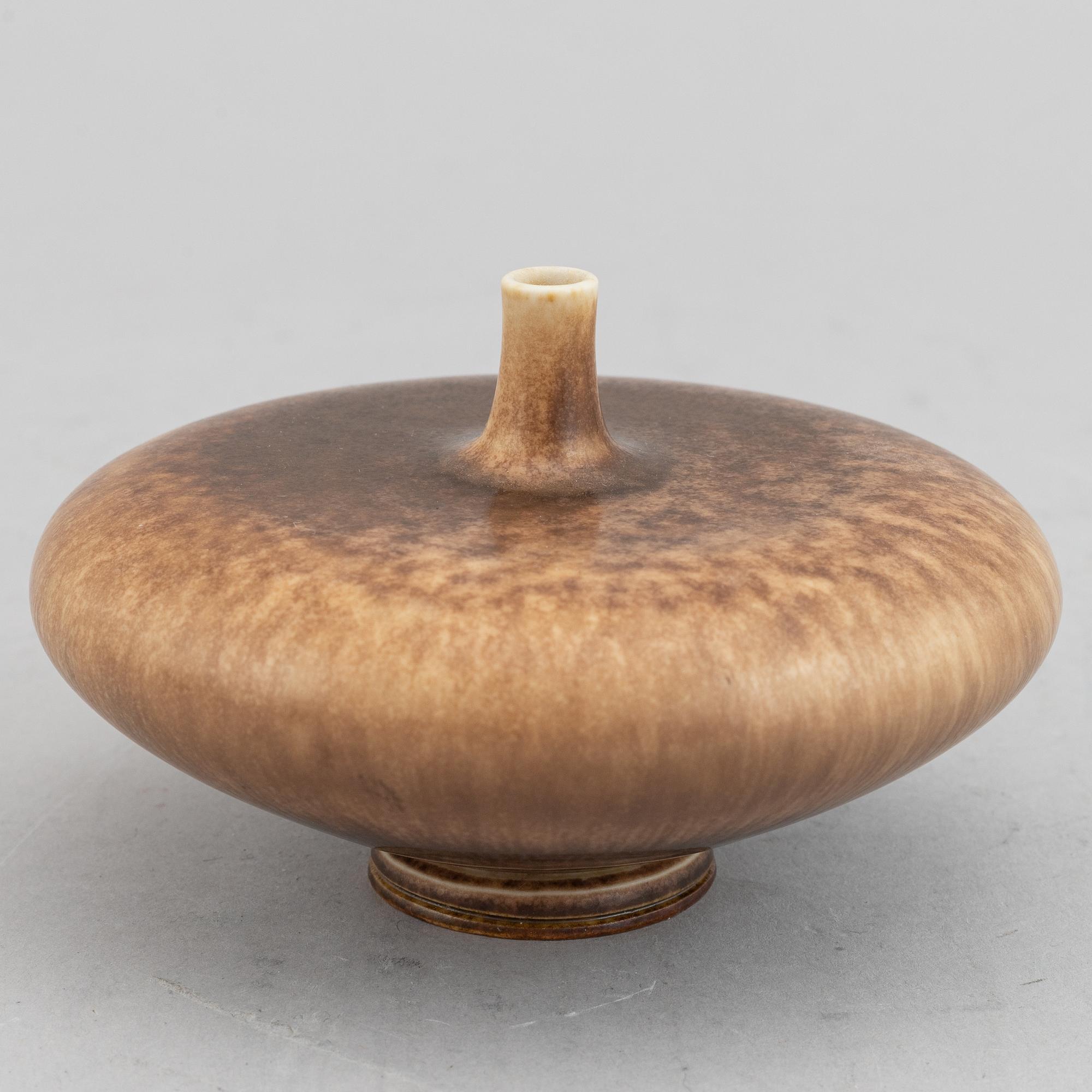 Four miniature vases and bowl by Berndt Friberg, Gustavsberg, 1958-1972.