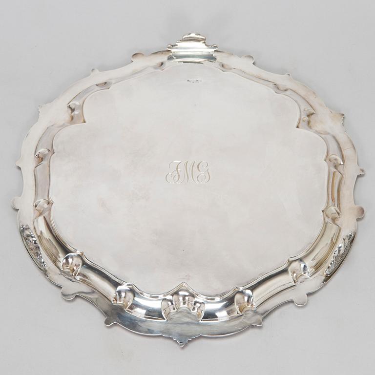 Brickbord, sterlingsilver och mahognyfaner, Mappin & Webb, London 1912, stommen av Paul Boman.