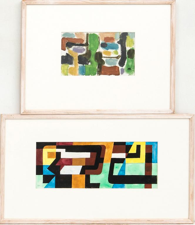 Magnus Wijkström, watercolor and oil on canvas, 2 pieces, signed.