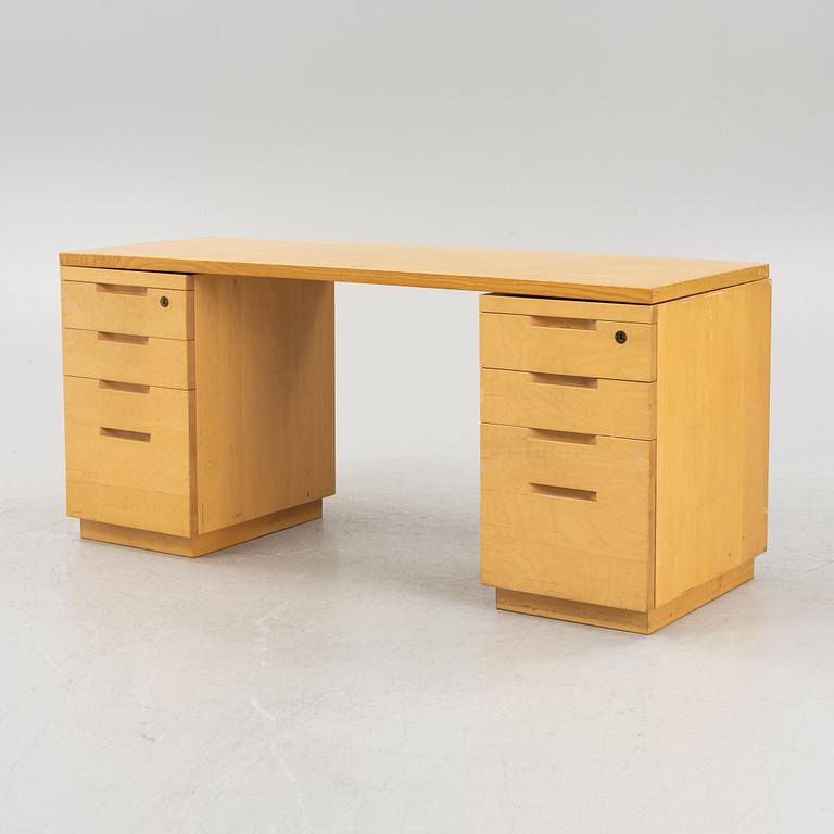 Alvar Aalto, a birch writing desk for Artek, Finland, second half of the 20th century.