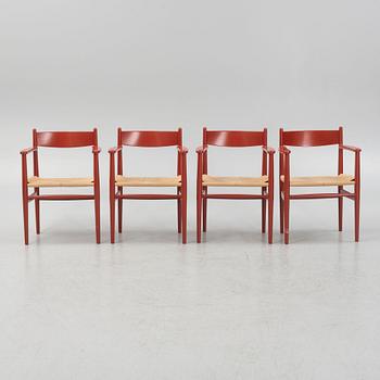 A set of four "CH37" armchairs by Hans J Wegner for Carl Hansen & Søn, Denmark.