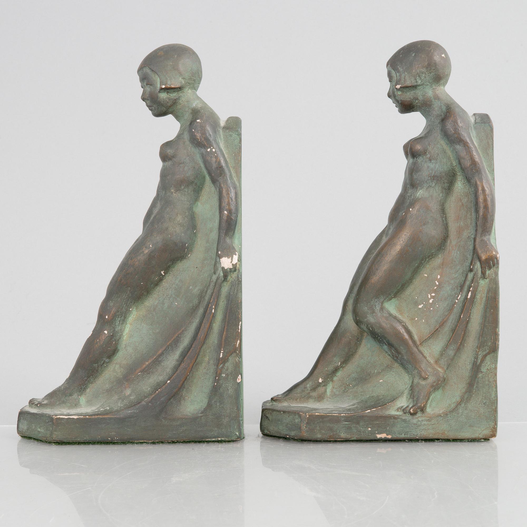 Erik Elenius, a pair of Swedish Grace bookends, 1920's.
