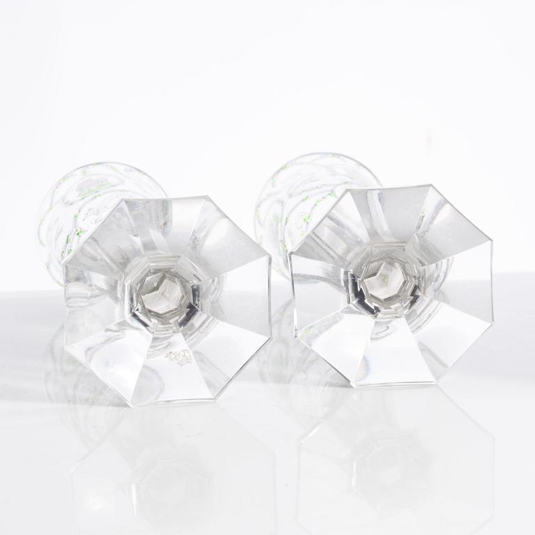 A pair of Jugend wine glasses/goblets, possibly Bohemia, early 20th century.