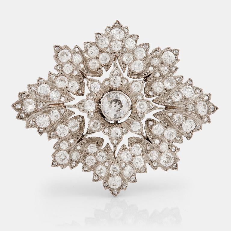 A rose and old cut diamond brooch.