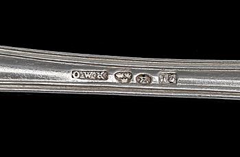 PARTI SKEDAR, 15 delar, "Fransk lilja" silver, bl a Zander & Svensson, Jönköping. 1900-talets början. Vikt ca 478 g.