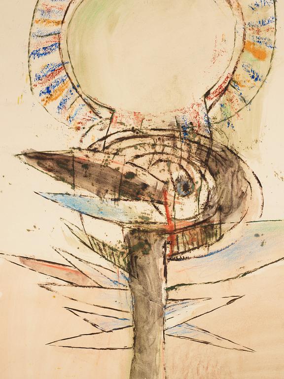 CO Hultén, mixed media on paper, signed and executed in the 1950s.