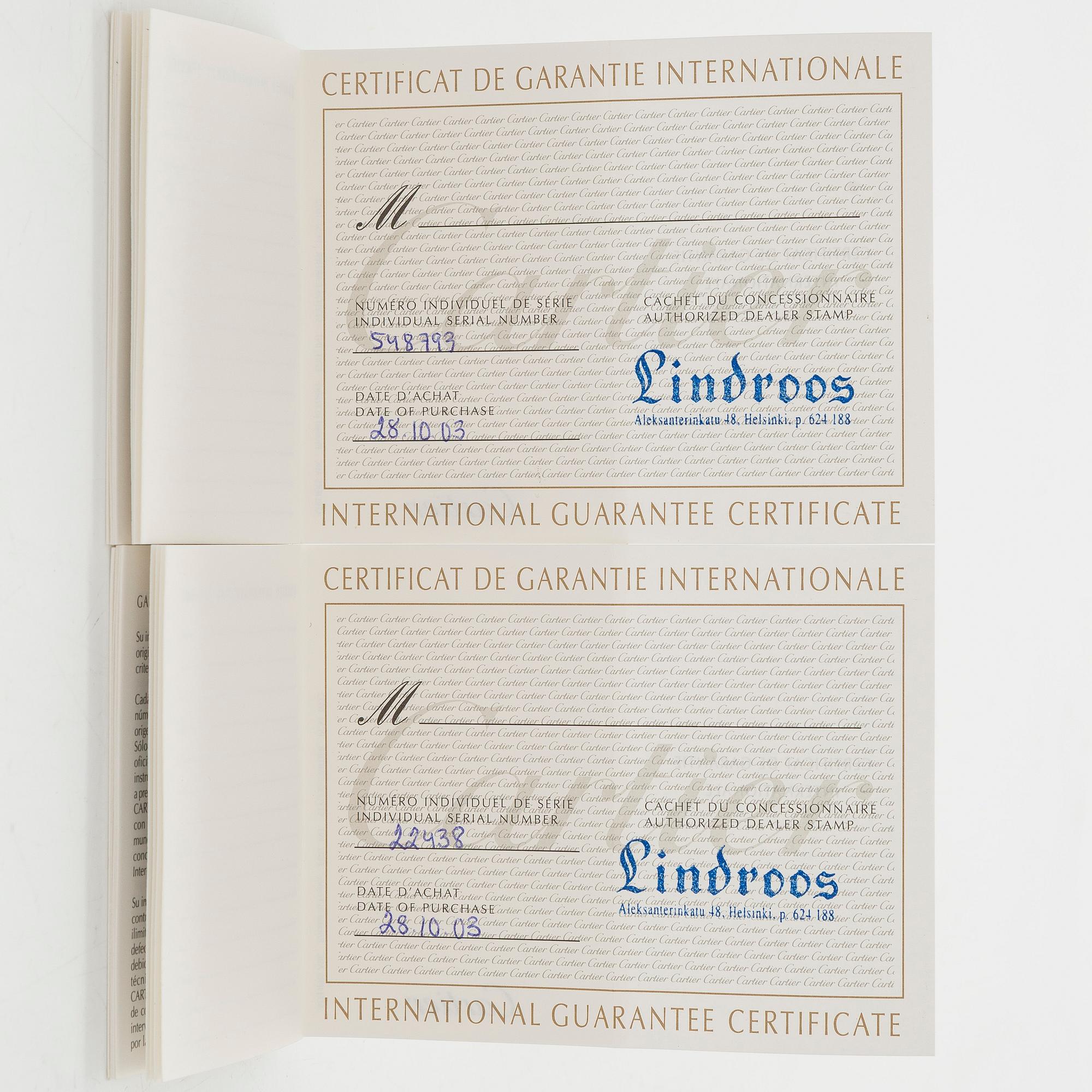 Cartier, pennor, 2 st, "must de Cartier".