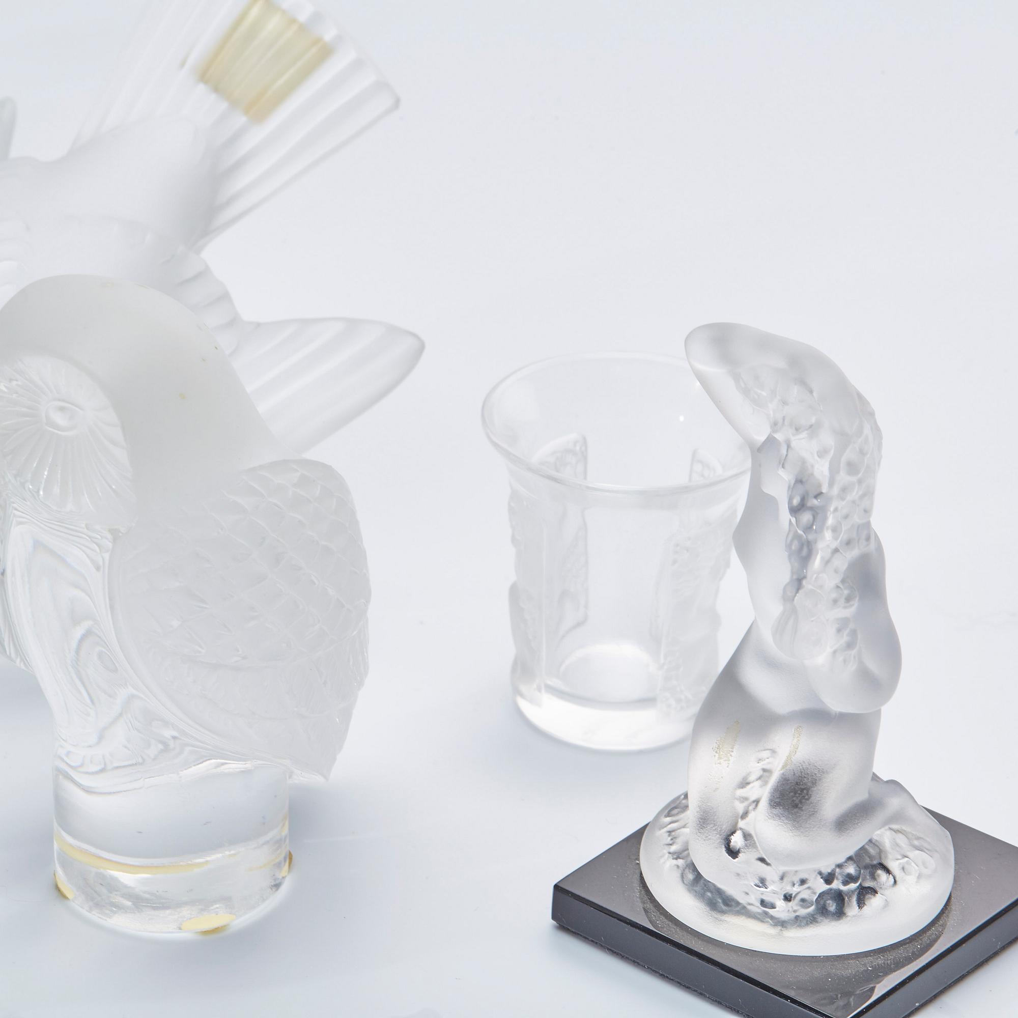 FIGURINER, 8 st, Lalique, glas, 1900-talets andra hälft.