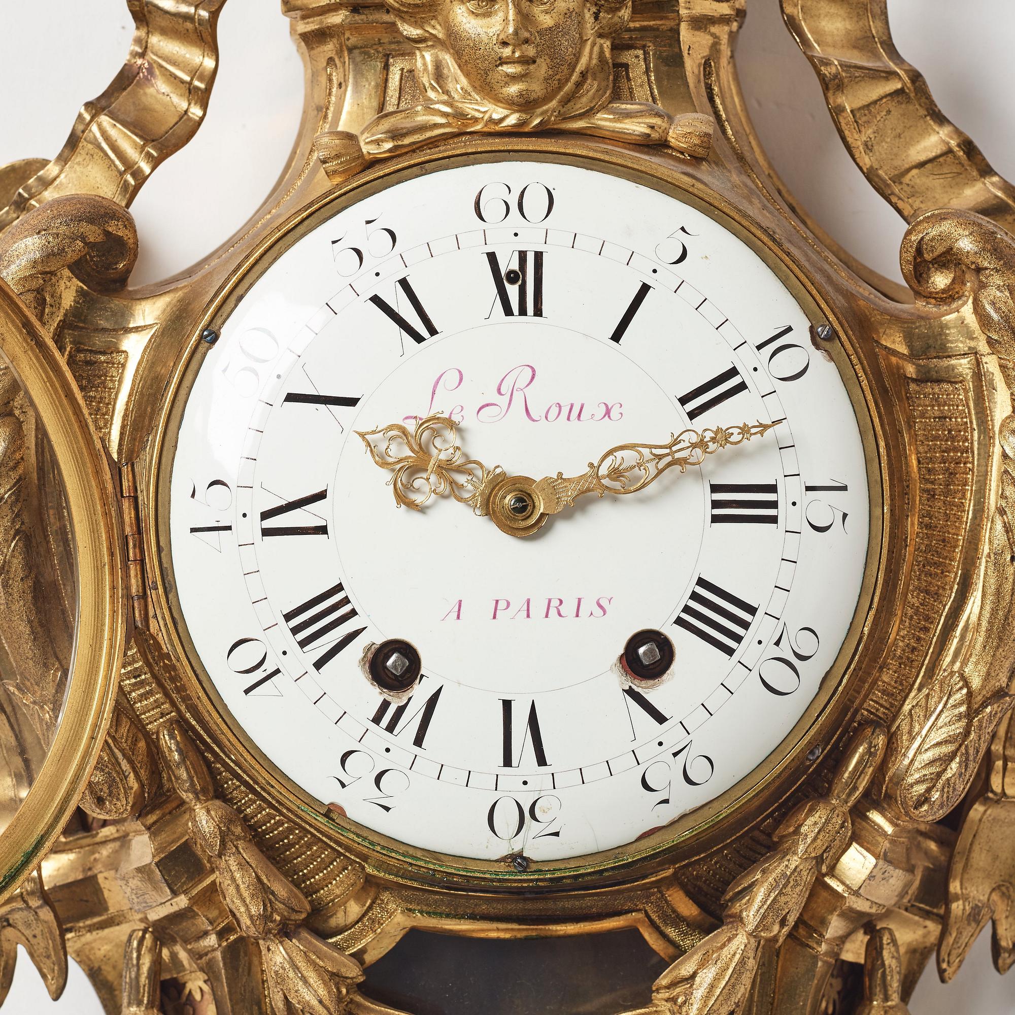 VÄGGPENDYL, Le Roux, Paris, Louis XVI, 1700-talets slut.