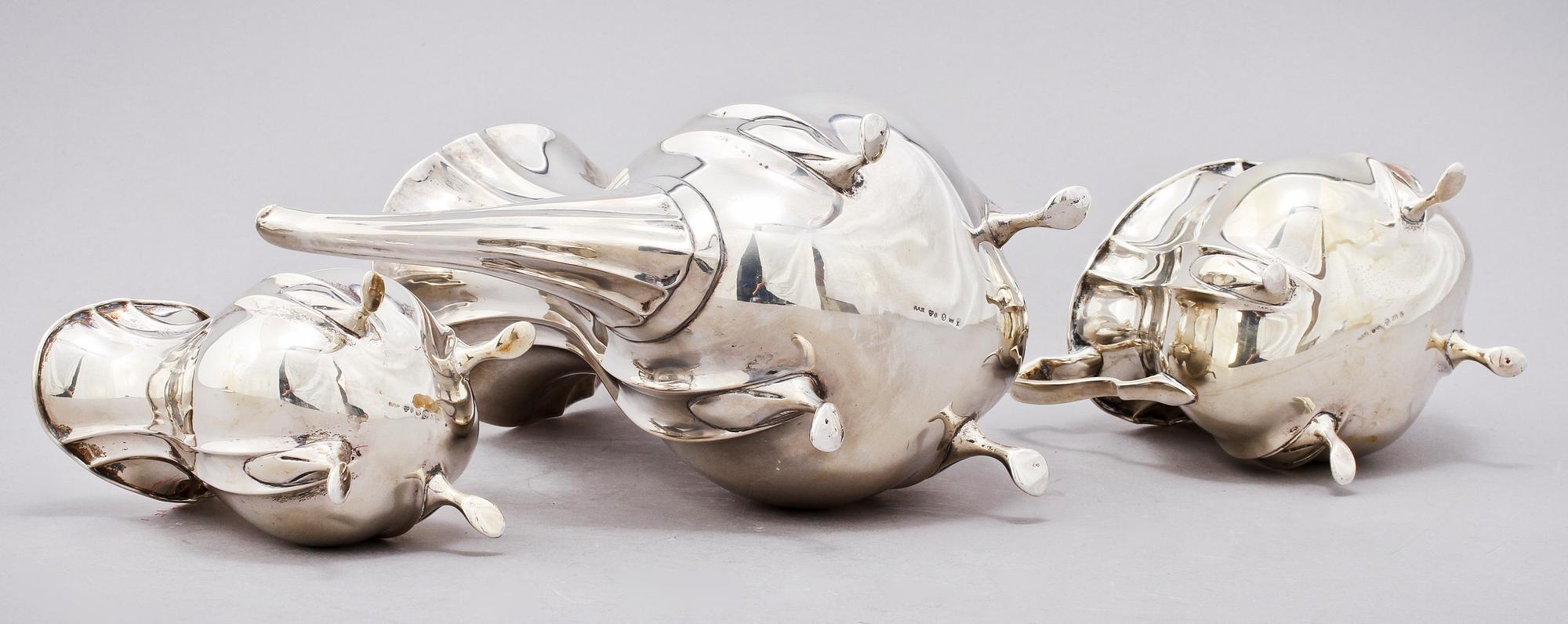 KAFFESERVIS, 3 delar, silver, GAB, Stockholm, 1920. Tot. v. 1068 g.