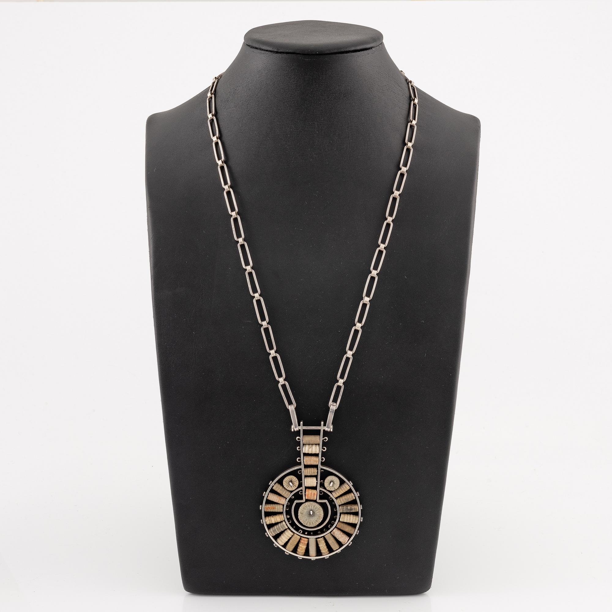 Inga-Britt "Ibe" Dahlquist, a necklace, sterling silver with fossils, Malmö 1965.