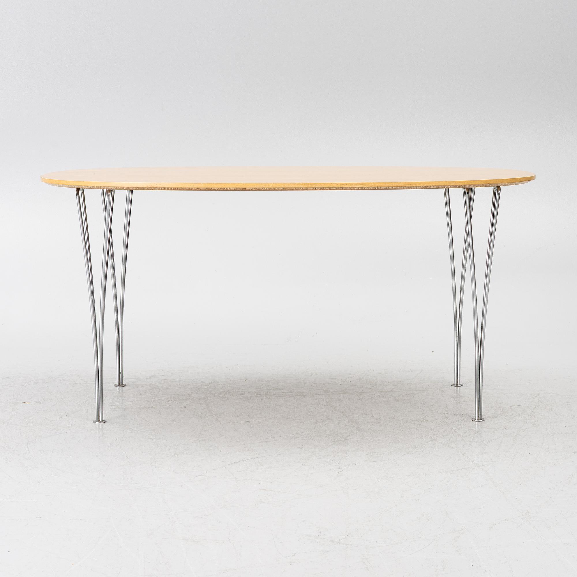Bruno Mathsson, & Piet Hein, matbord, "Superellips", Fritz Hansen, Danmark, 1986.