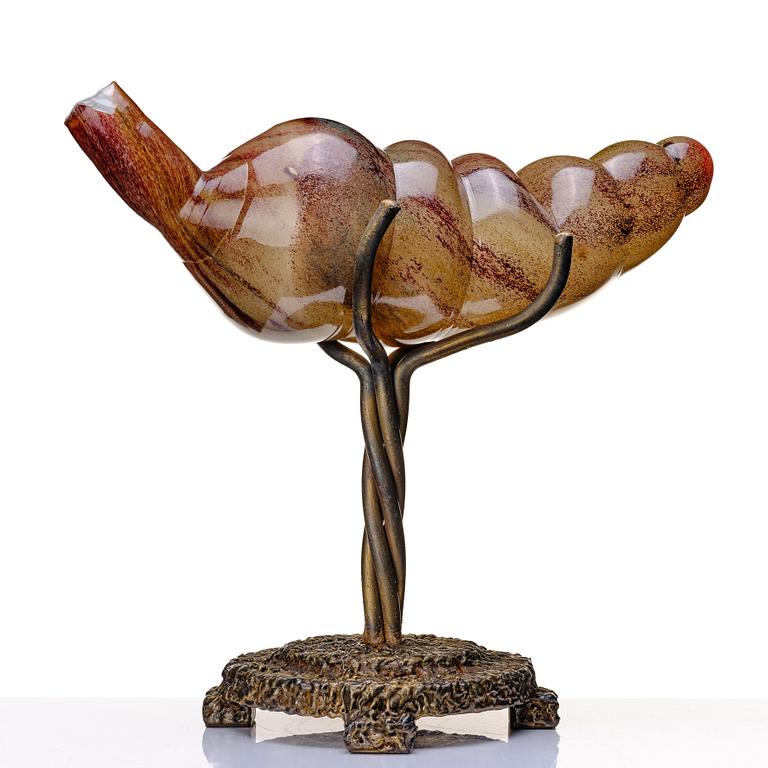 glasskulptur, "Utan titel" på bronsställ, 1998.