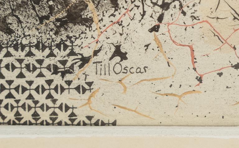 Thea Ekström, mixed media on papaer, signed and dated 25 III-66. "Till Oscar".