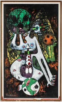 Lambert Werner · LAMBERT WERNER, gouache med collage, signerad, daterad 1981.