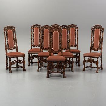 A dining table and eight chairs, Baroque and baroque style, 20th century and older.