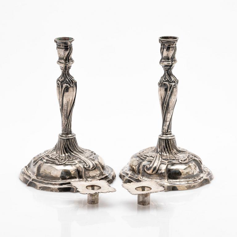 Ljusstakar, ett par, silver, Conrad Jurgen Hartwig, Schleswig.