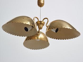 A brass ceiling light attributed to Carl-Axel Acking, Böhlmarks, Sweden 1940's.