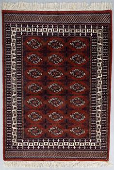 Three Afghan rugs. Ca 170x123 cm, 115x80 cm, and 117x57 cm.