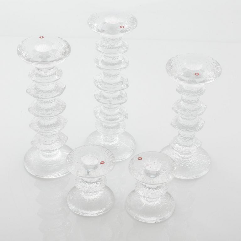 Five candlesticks namned "Festivo", design by Timo Sarpaneva for Iittala. Designed in 1966.