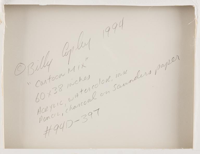 BILLY COPLEY, mixed media on paper, verso signed and dated 1994.