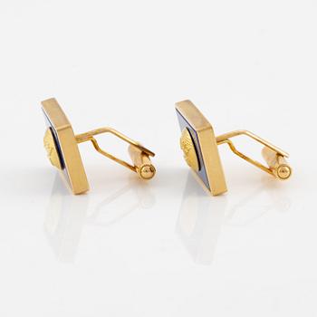 W.A Bolin, cufflinks, Three Crowns, 18K gold and lapis lazuli.