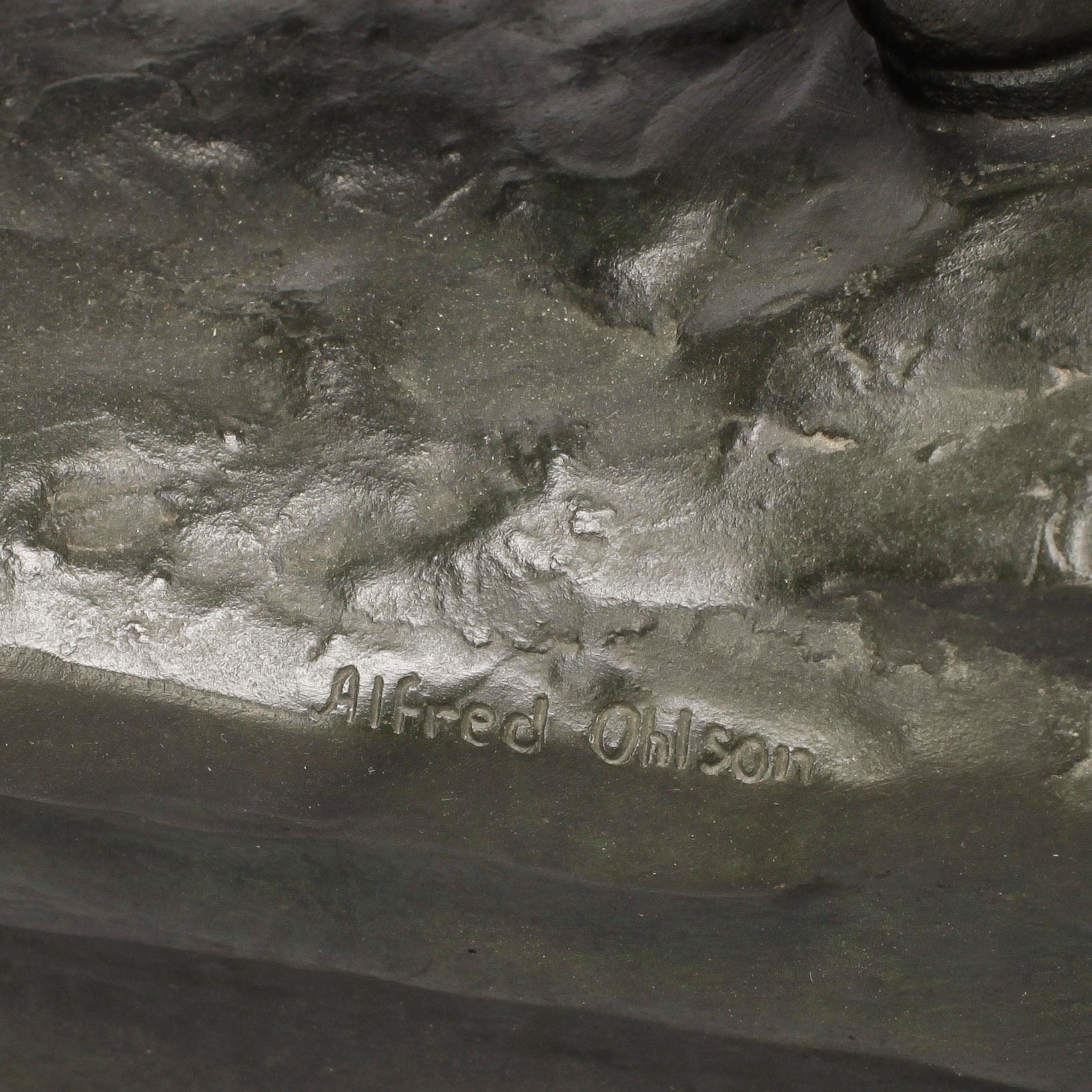 ALFRED OHLSON, skulptur, brons, signerad, gjutarstämpel Otto Meyers Eftr.