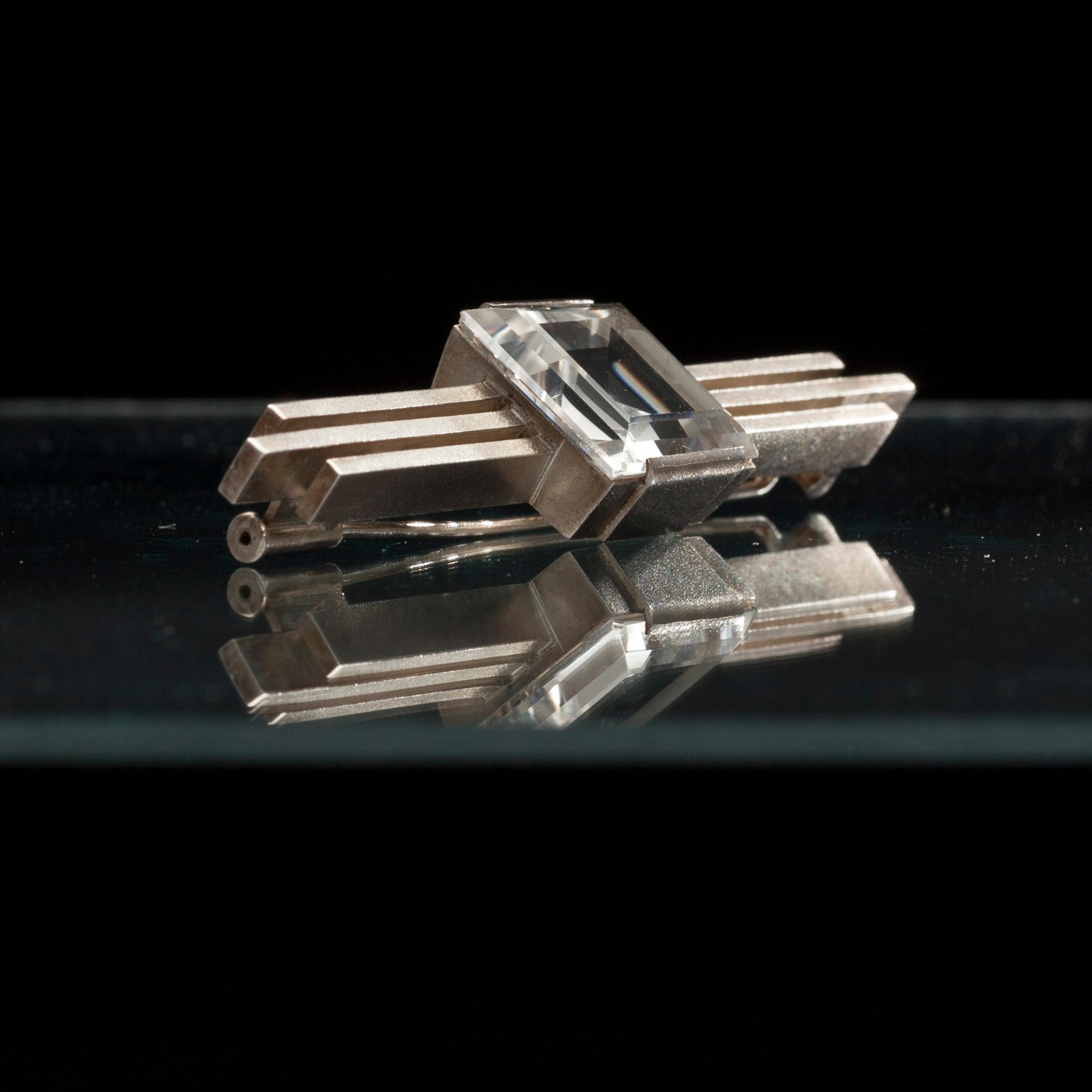 BROSCH, silver, bergskristall, Stigbert, Stockholm 1946.