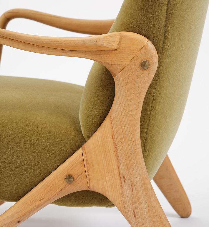 Jens Malling Pedersen, a rare "Pelican" high back easy chair, Dantos, Vejle, Denmark, 1950s.