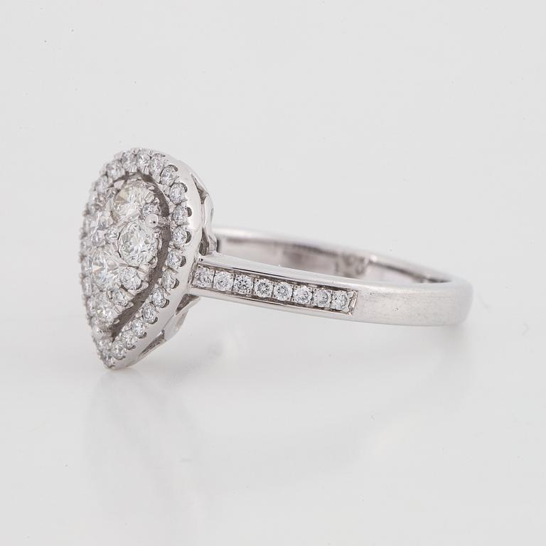 Drop shaped brilliant-cut diamond ring.