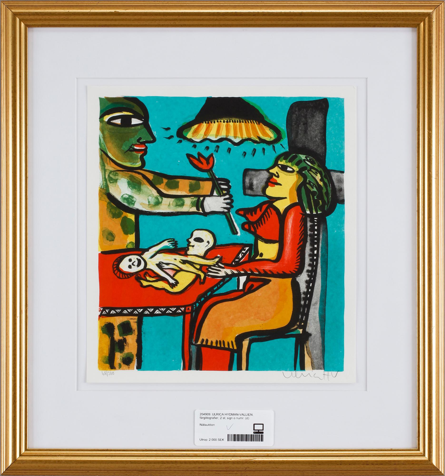 ULRICA HYDMAN-VALLIEN, färglitografier, 2 st, sign o numr 68/38 resp 246/380.