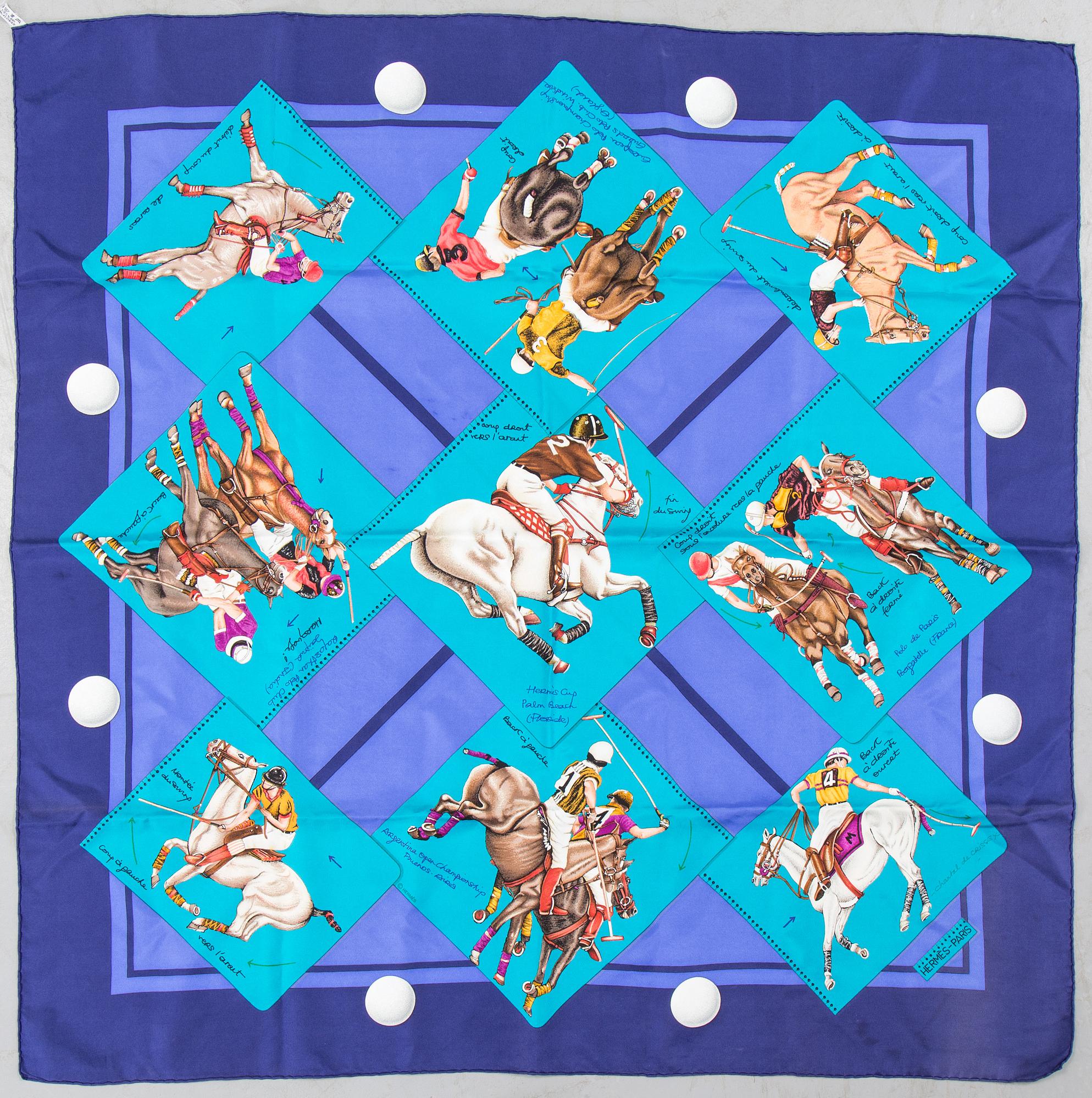 A 'Le Monde du Polo' silk scarf.