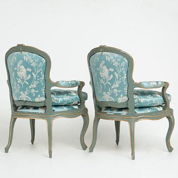 A pair of Swedish Rococo 18th century chairs.