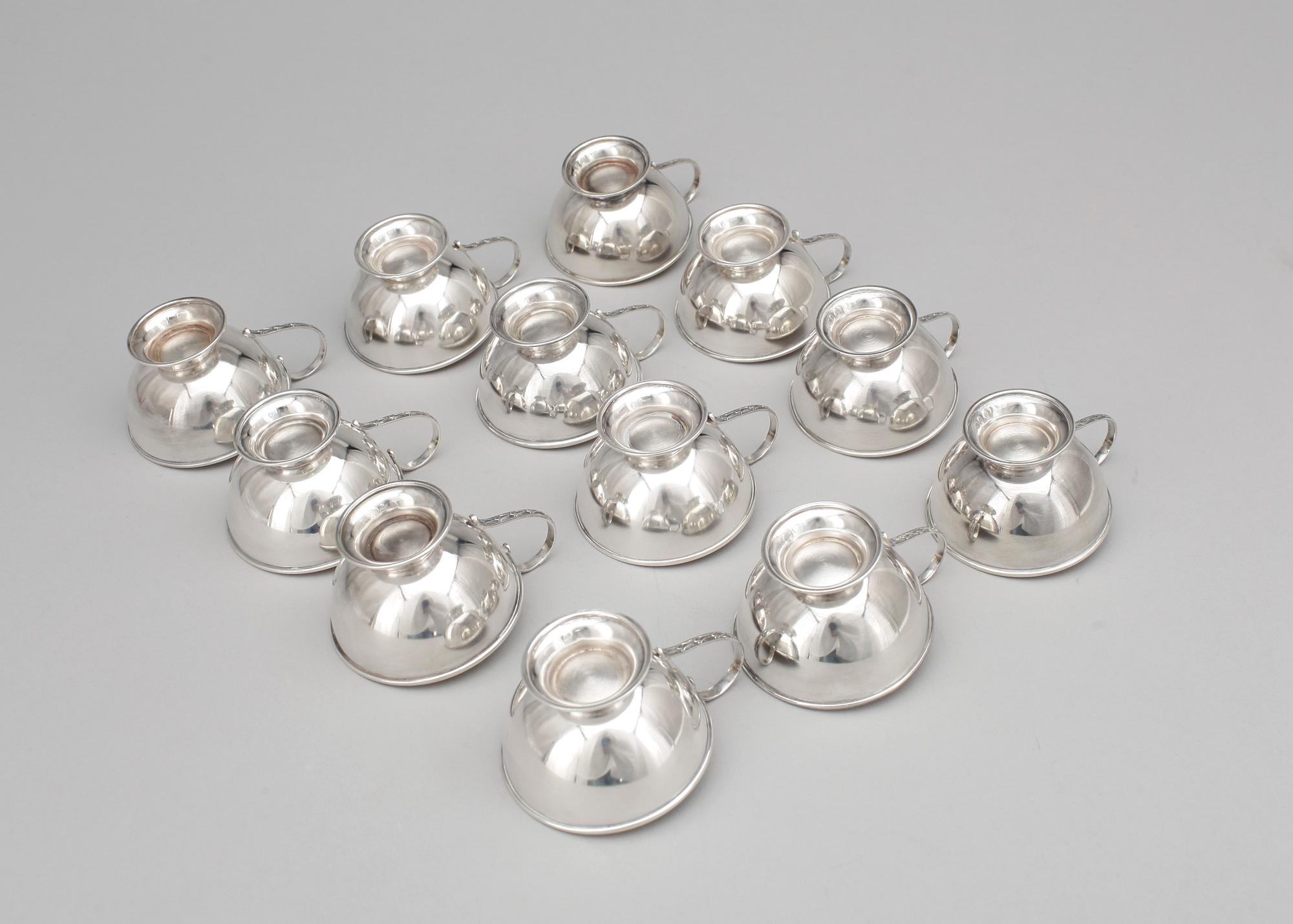 PUNSCHKOPPAR , silver, 12st, GAB, 1959, Vikt ca 396g.