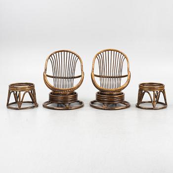 Fåtöljer med fotpallar, ett par, 1900-talets senare del.